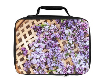Cottagecore Lilacs and Basket Lunch Bag