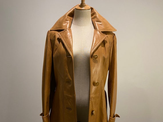 Excellent Vintage Leather Long Trench Coat