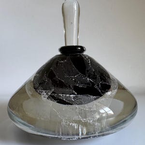 Vintage Hand Blown Glass Perfume Bottle with Dauber - Signed