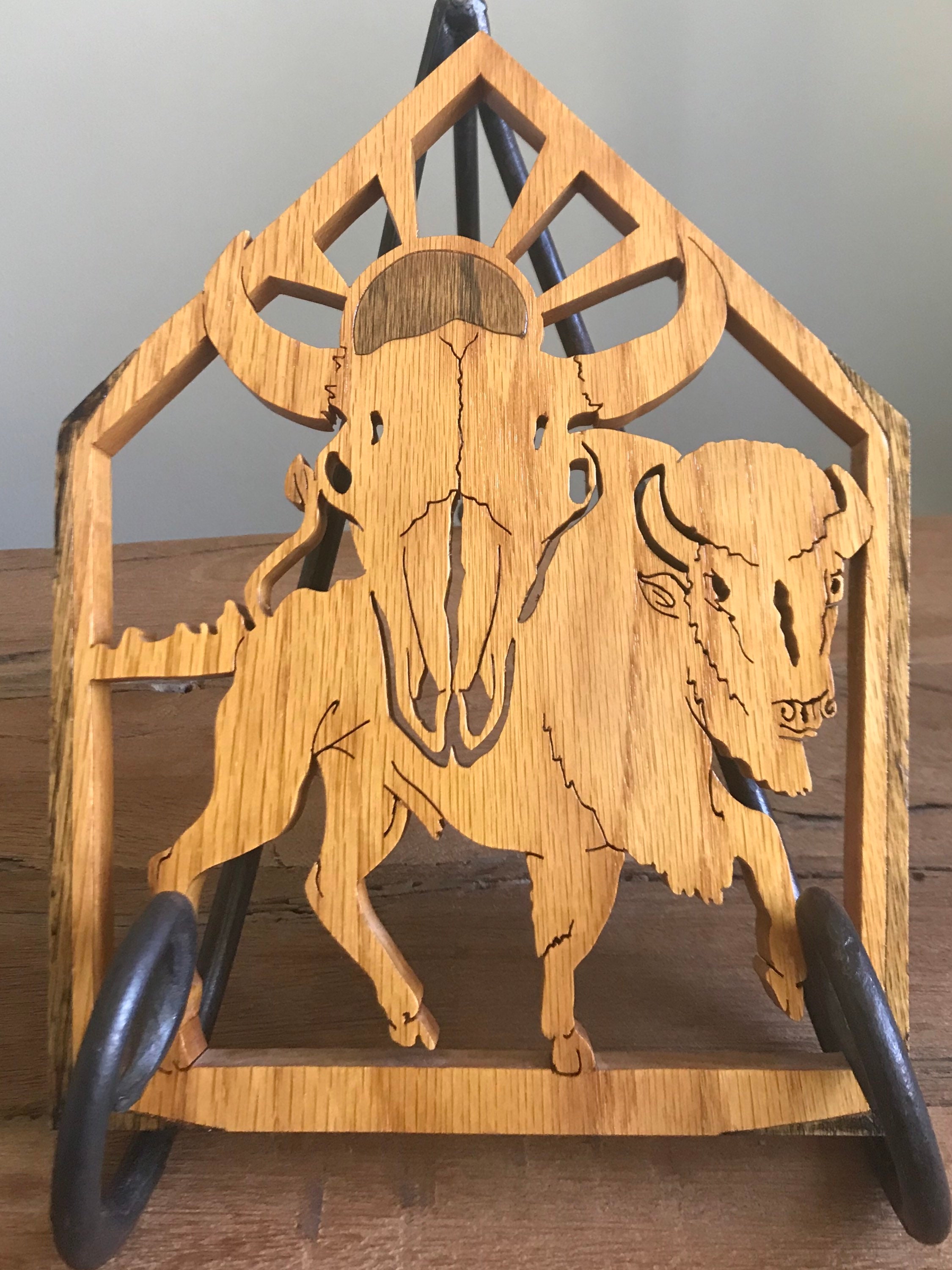 Buffalo Skull Scroll Saw Wood Trivet / Wall Hanging Etsy