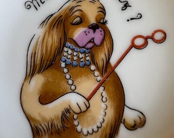Vintage Dogs Playing Bridge Small Plates by Ardalt Japan 1950s | Set of 8