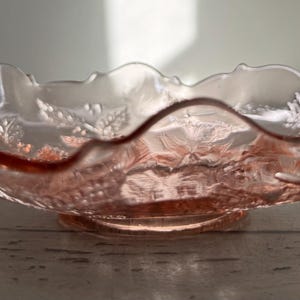 Vintage Pink Ruffle Edge Glass Bowl | Pink Depression Glass