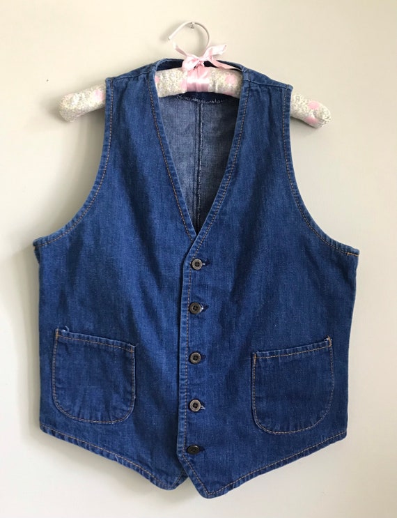 Vintage 70s 80s Denim Vest Farah Medium 