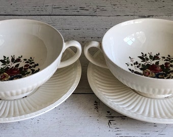 Wedgwood Edme Conway Cream Soup Bowls with Saucers | AK8384 | English Ironstone