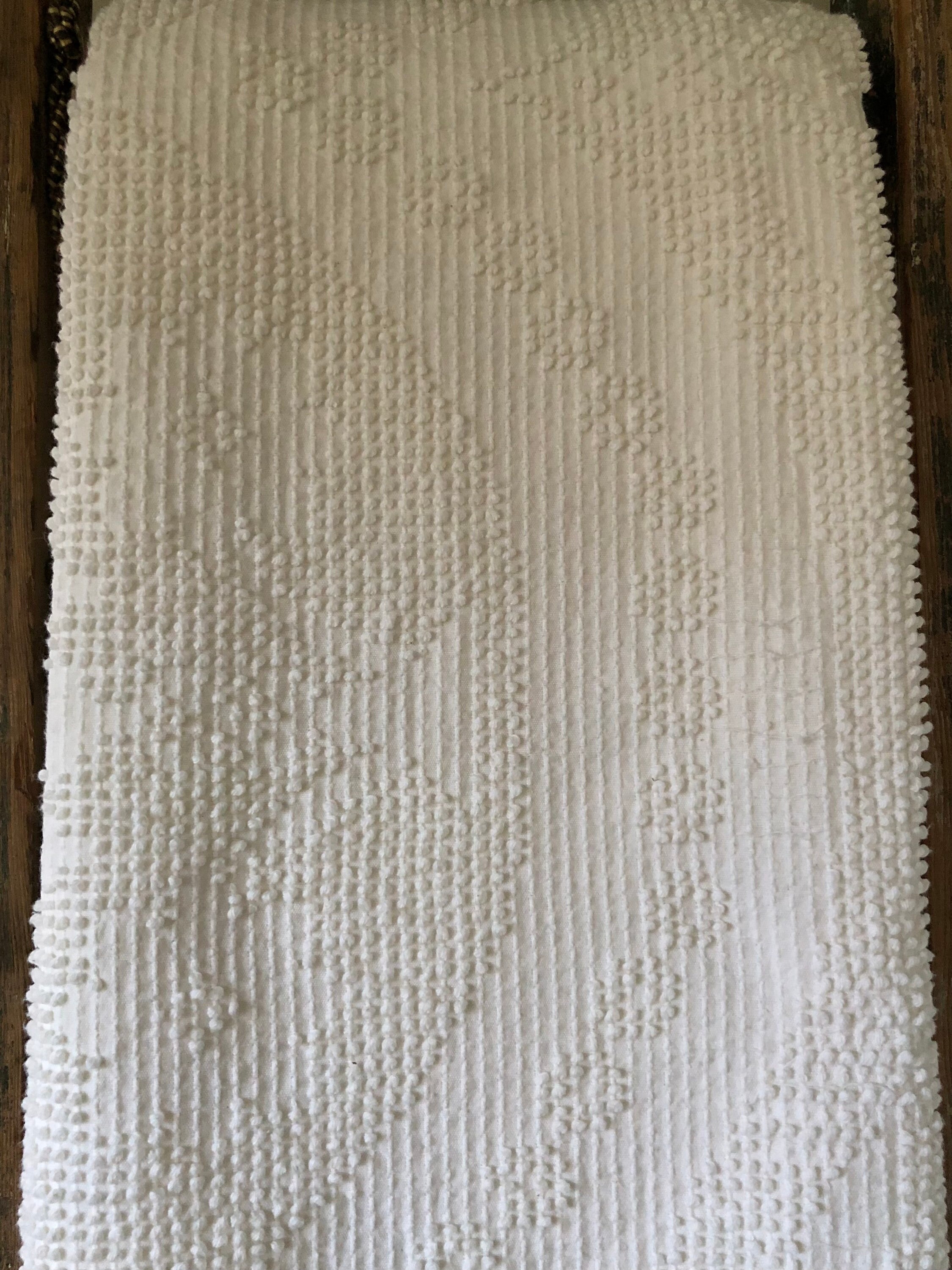 Vintage Chenille Bedspread Queen Size Cream With Fringe Etsy