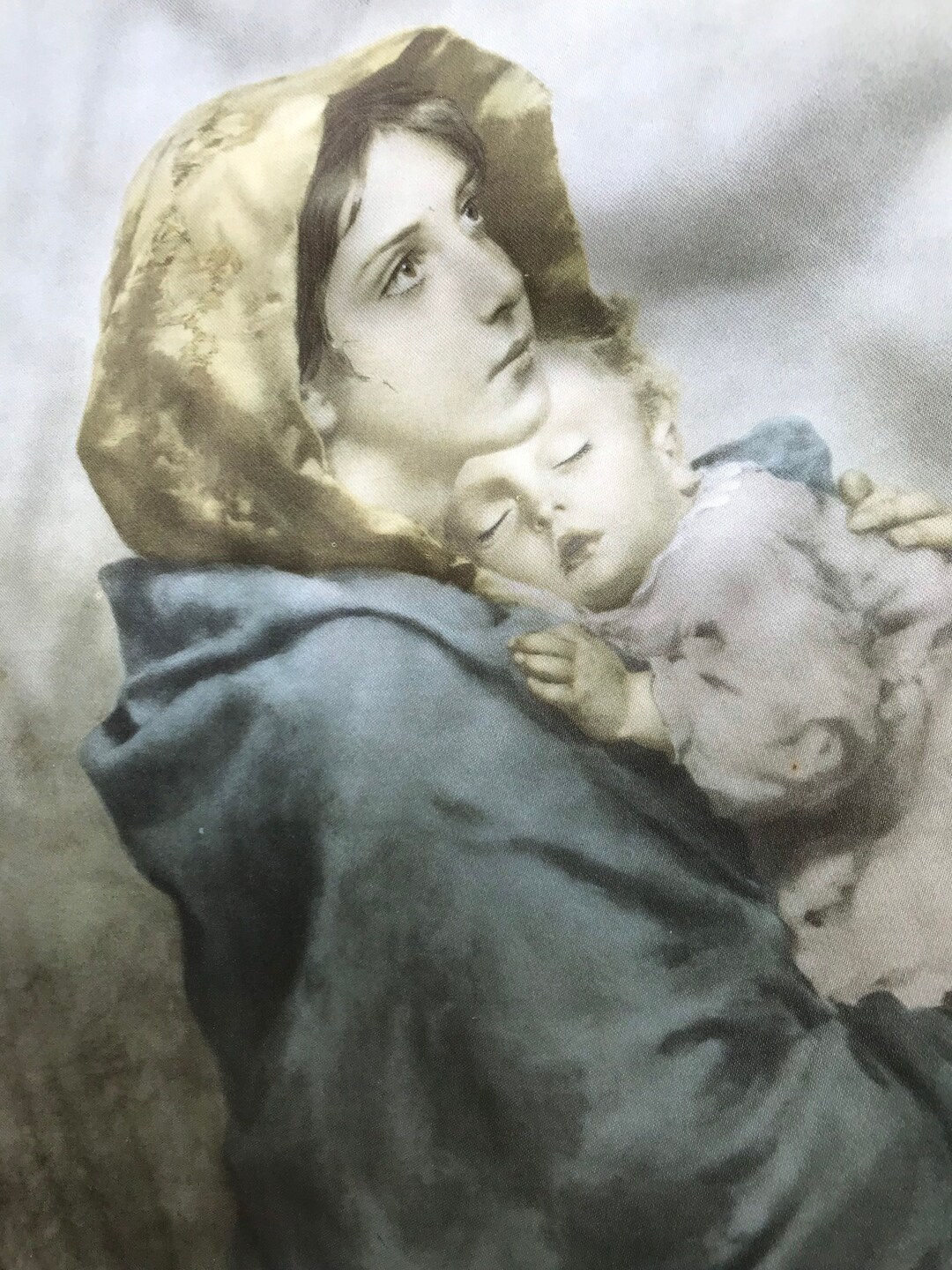 Madonna and Child the Madonnina Vintage 1963 Framed Print on Silk Italy ...