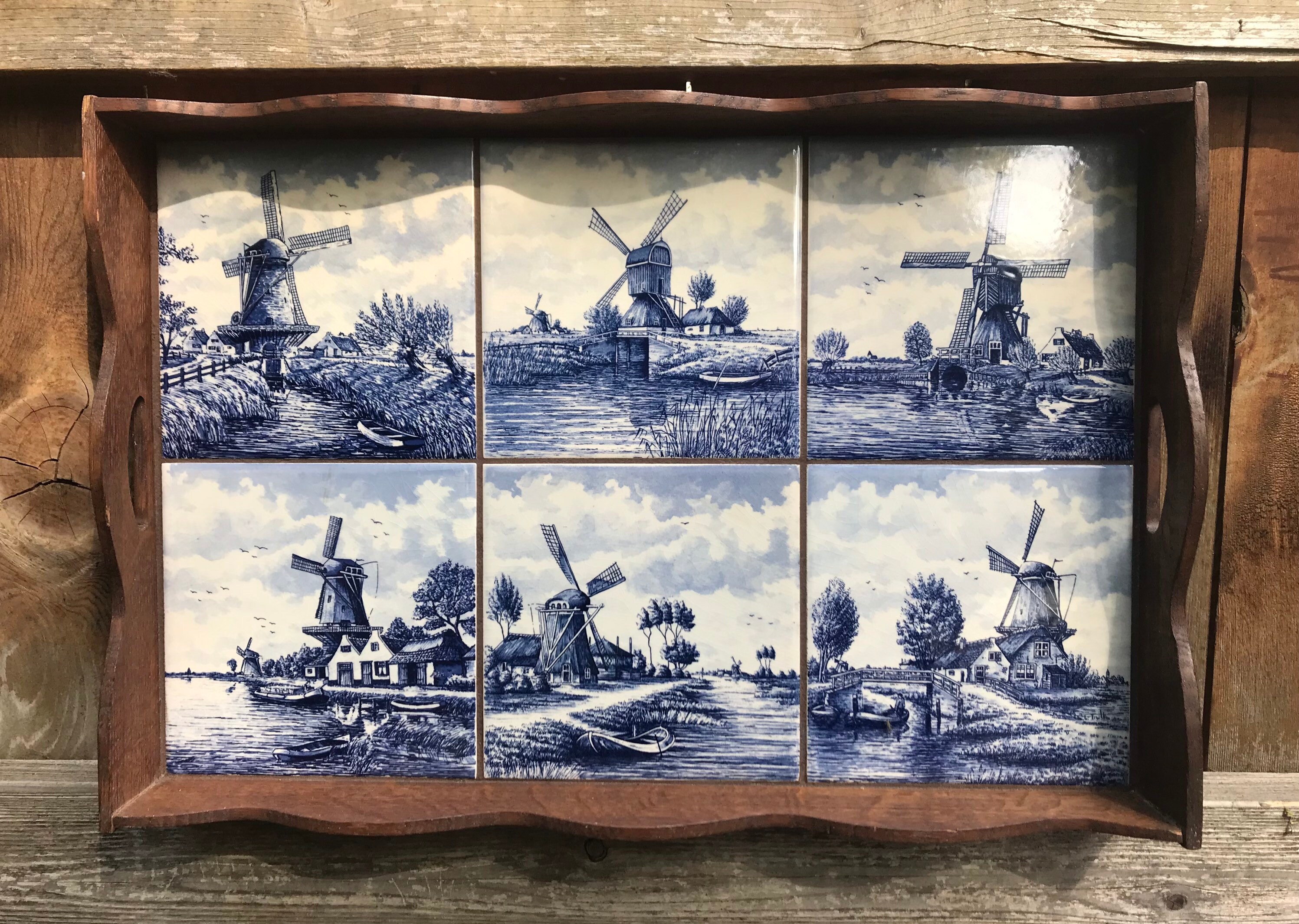 Azulejos vintage delft que sirven bandeja molinos de viento | Etsy