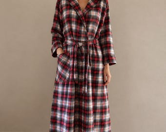 Vintage 50s Long Bathrobe Bard’s Toronto Cotton Plaid Light Flannel Robe Medium