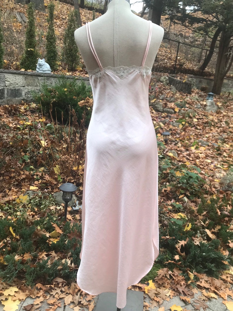 Vintage Satin Nightgown French Maid Lingerie Blush Pink with | Etsy