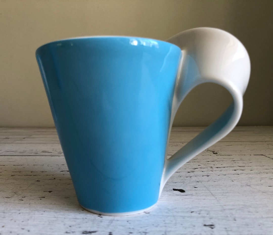 Villeroy Boch New Wave Mugs Set of 4 Sky Blue and White Discontinued