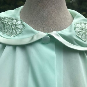Vintage Maxi Robe Housecoat Mint Green Semi Sheer Size L/XL Daisy Fresh image 5