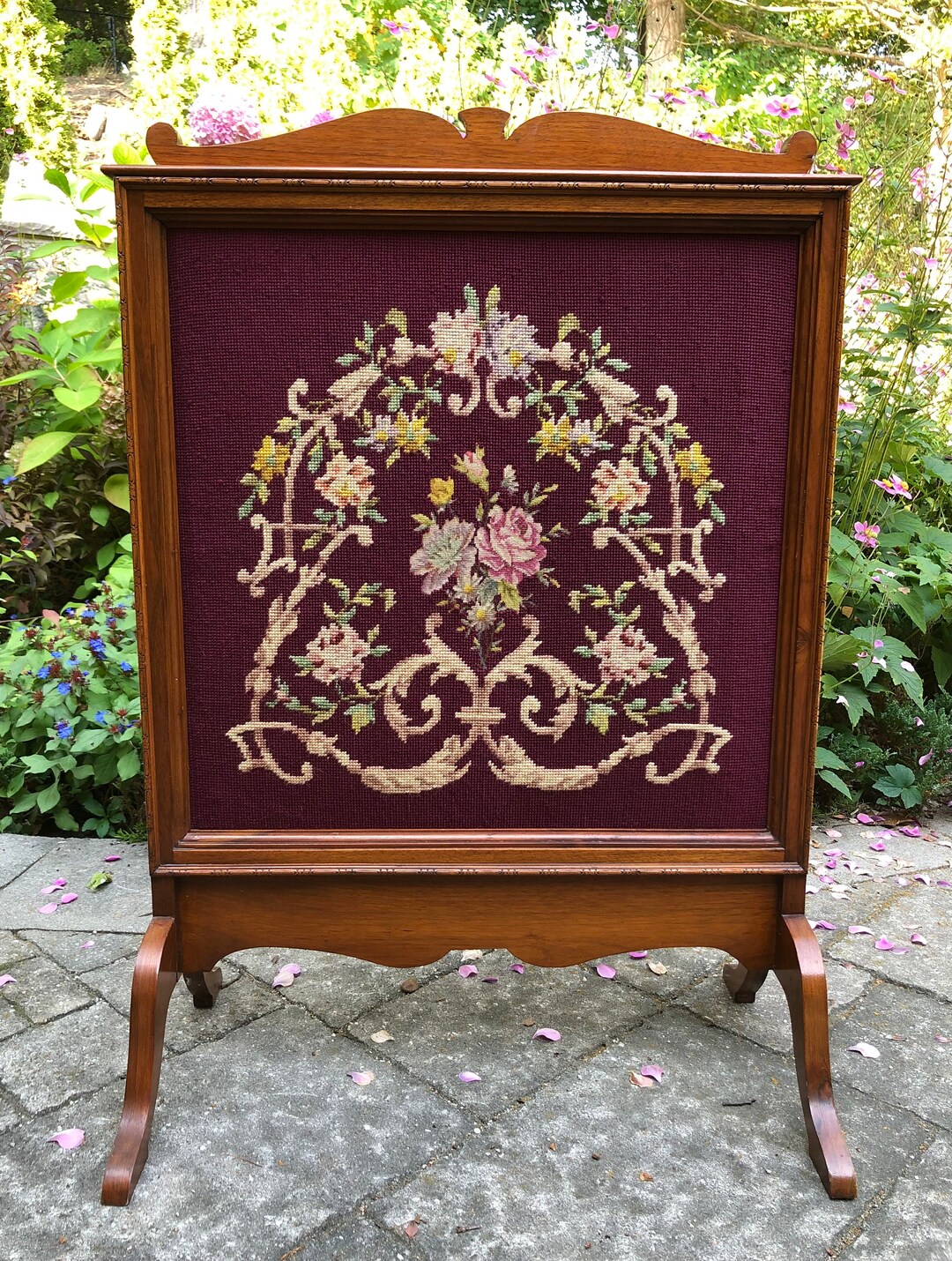 Vintage Needlepoint Fireplace Screen Etsy