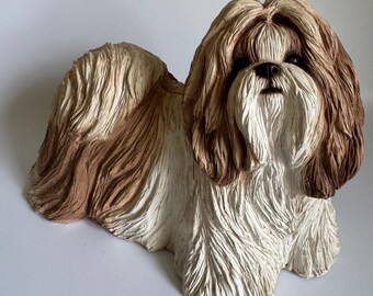 Vintage Shih Tzu Dog Figurine | Signed Sandra Brue for Sandicast USA 1995