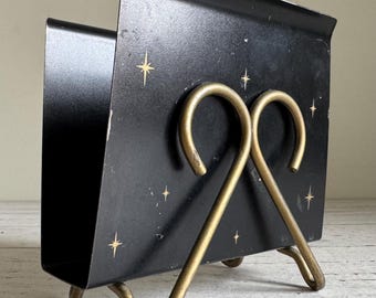 Vintage MCM Atomic Style Desk Organizer Letter Rack or Napkin Holder