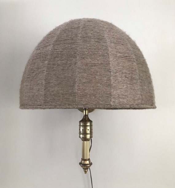 Vintage Yarn Lamp Shade Large Dome Shape Wool Wrapped Etsy