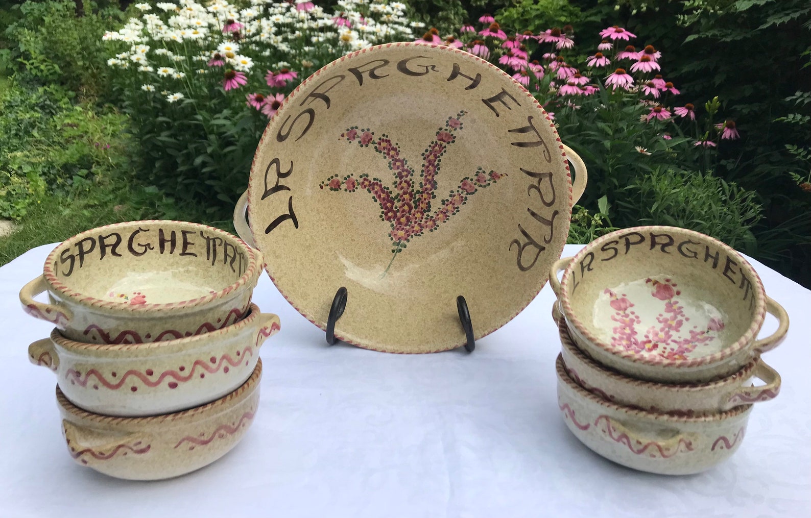 Vintage Pasta Bowl Serving Set of 7 La Spaghettata Etsy