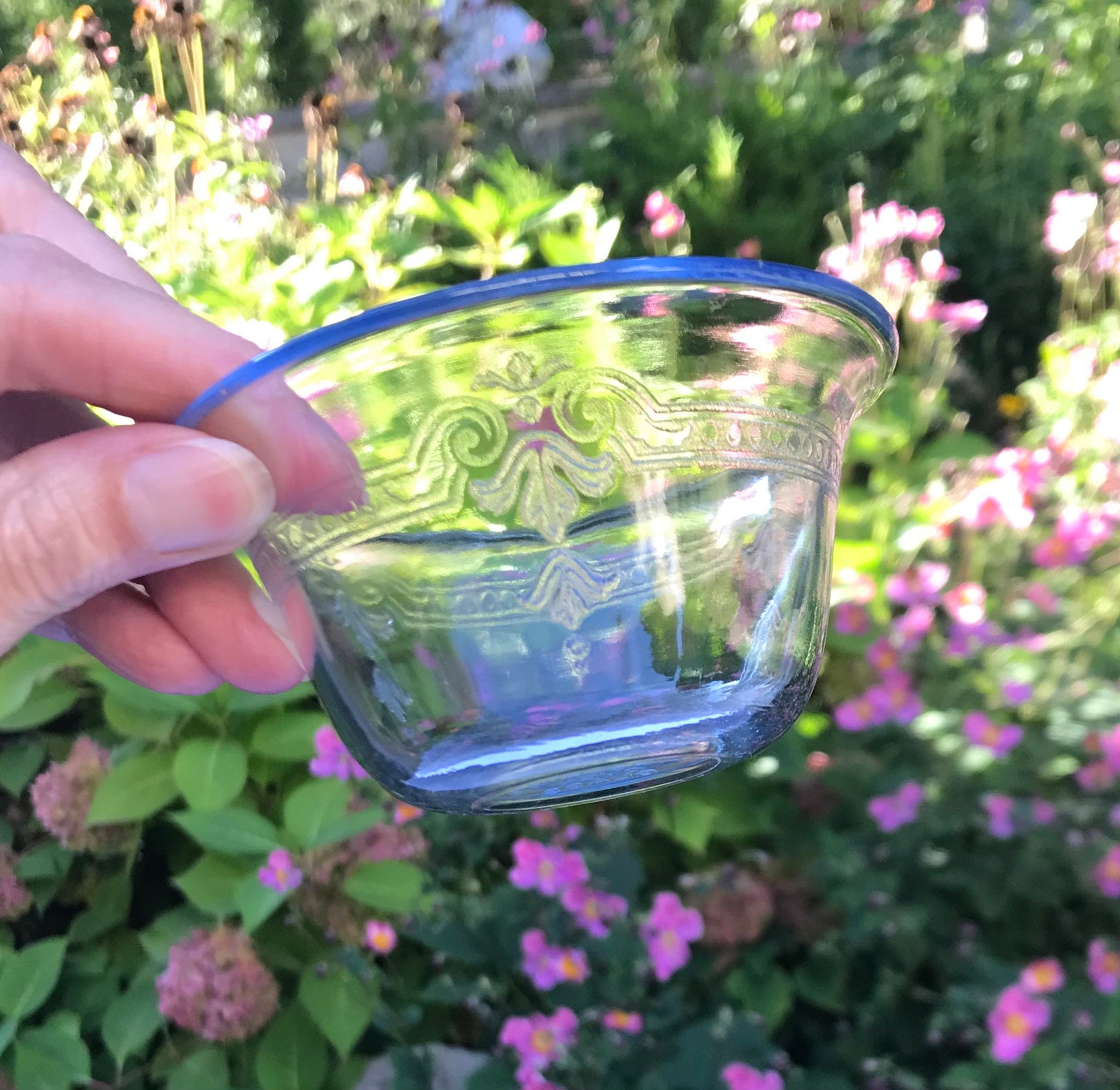 Vintage Fire King Small Blue Glass Bowls Philbe Sapphire Etsy
