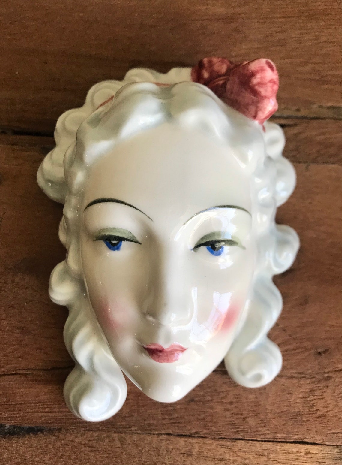 Vintage Lady Heads Pair of Ceramic Wall Hangings Etsy