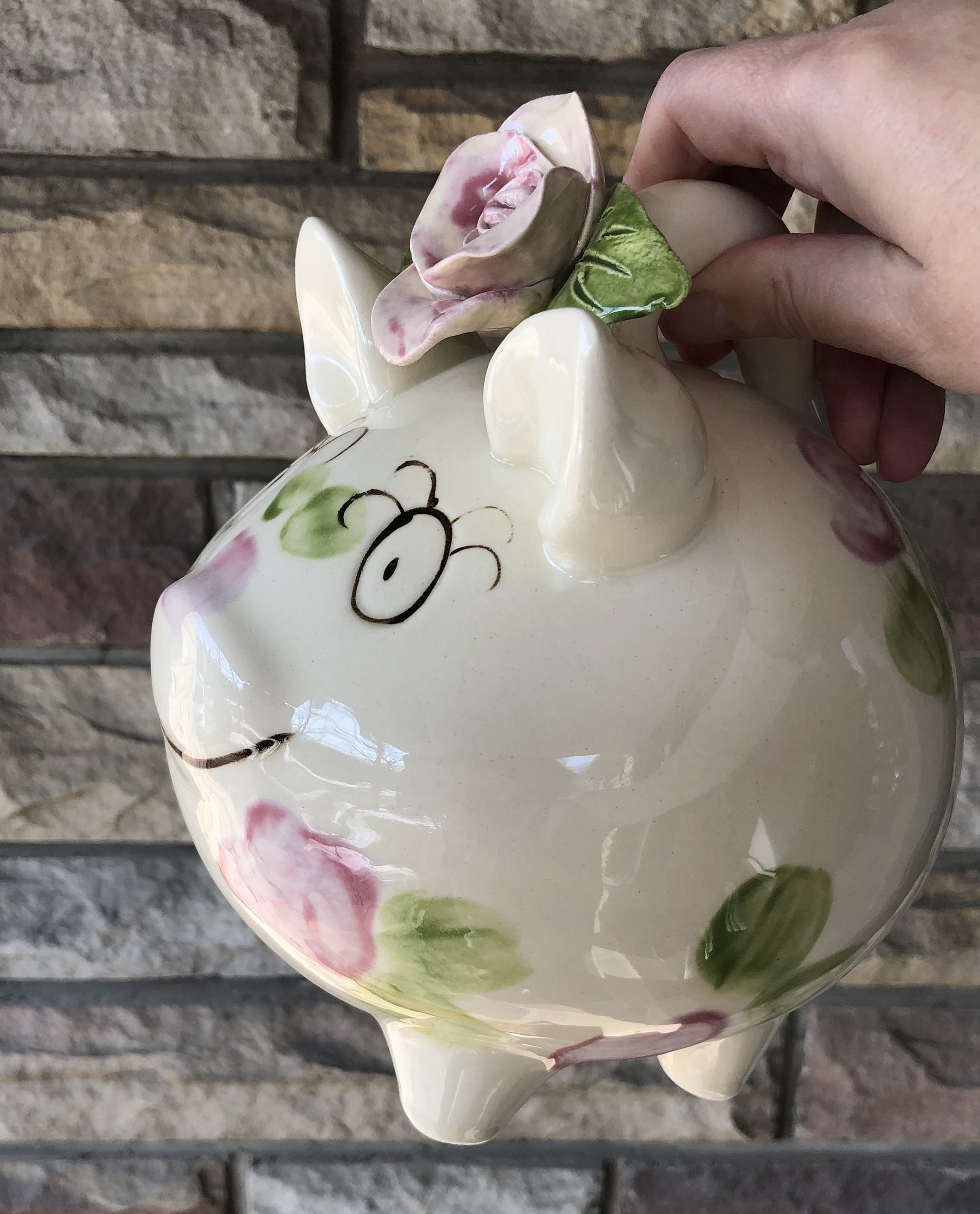 Pottery Piggy Bank Handmade Signed Large Ceramic Pig Etsy