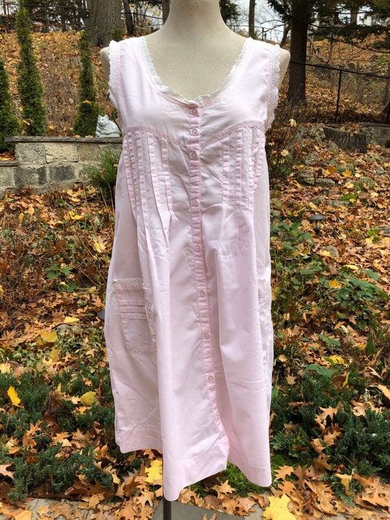 Vintage Cotton Nightgown, Sleeveless, Medium