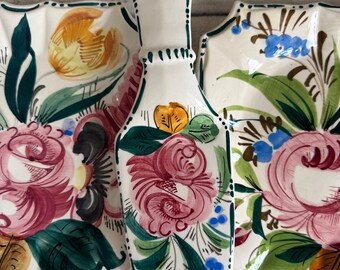 Vintage Cake Slice and Side Plates | Made in Italy | Hand Painted Faience Pottery