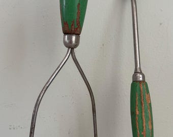 Vintage A&J Meat Fork and Potato Masher Country Farmhouse Decor Kitchen Utensils