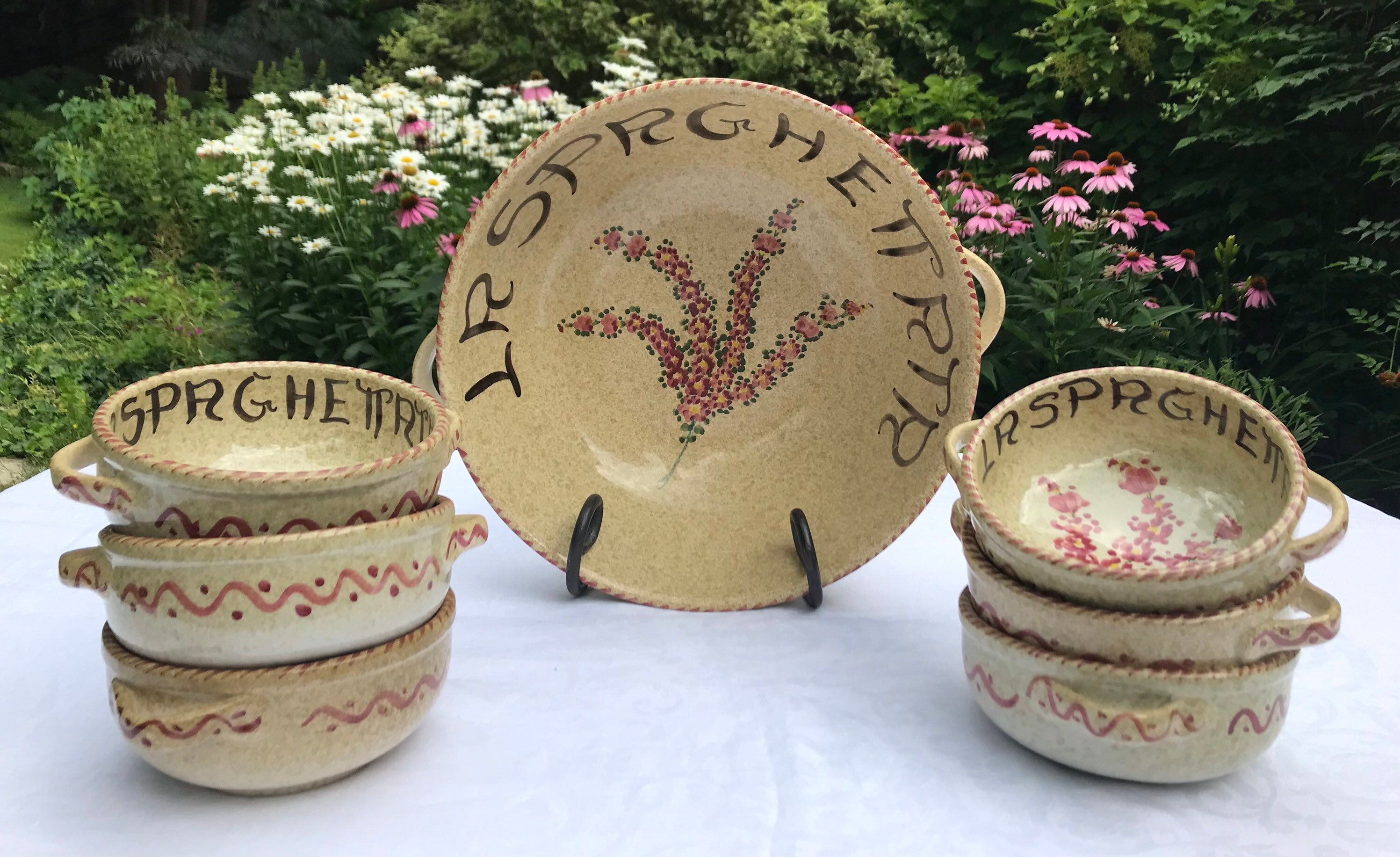 Vintage Pasta Bowl Serving Set of 7 La Spaghettata Etsy