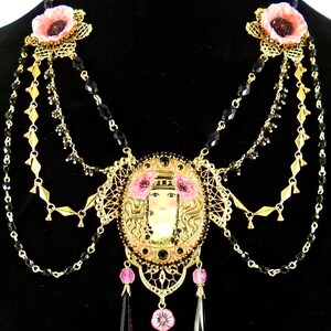 Poppy Lady Art Nouveau Necklace, French Filigrees, Swarovski Plus ...