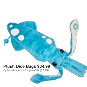 Plush Squid Dice Bag, DnD Dice Bag, Dice holder, dice storage, DnD gift, RPG gift kraken