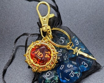 D20 Dice cage keychain - Dice jail - Removable d20 - DnD - Pathfinder - RPG - Dungeons and Dragons - Chainmail - Armor