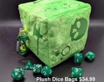 Bolsa de dados de peluche con forma de cubo gelatinoso, D&D, Pathfinder, RPG.