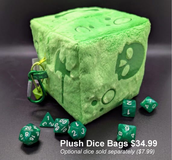 Gelatinous Cube Plush Dice Bag, DnD, Pathfinder, RPG.