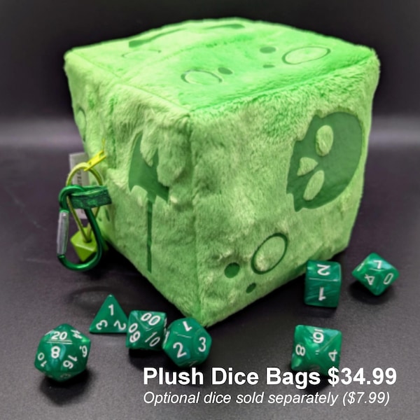 Bolsa de dados de peluche con forma de cubo gelatinoso, para DnD, Pathfinder y juegos de rol.