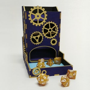 Steam Punk - Artificer  - Gears Wood Folding dice tower for Tabletop Gaming - RPG | Dungeons and Dragons |  D&D | DnD | Pathfinder