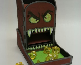 Mimic Hand painted Wooden Folding dice tower for Tabletop Gaming - RPG | Dungeons and Dragons |  D&D | DnD | Pathfinder