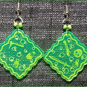 Laser cut Fun Funky Earrings | Gelatinous Cube | Dangle Earrings | Etched Acrylic