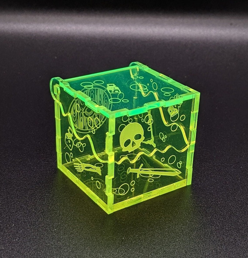 Gelatinous Cube Monster Mini Dice box Dice Jail for RPG games Neon green