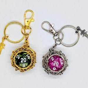 D20 Dice cage keychain Hand crafted in the USA - Dice jail - Removable d20 - DnD - Pathfinder - RPG - Dungeons & Dragons - Chainmail - Armor