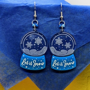 Laser cut Fun Funky Earrings | Holiday Snow Globe | Dangle Earrings | Acrylic