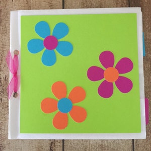 Mini Lunch Bag Photo Album - Retro 60&#39;s Theme - Boy - Girl - Scrapbook - Flower Power