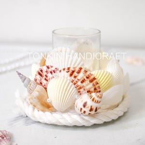 Seashell Centerpiece, Seashell Candle Holder, Coastal Holder, Beach Wedding Nautical Decor, Tealight Holder, Ocean Table Centerpiece Gift