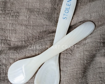 Personalized Mother of Pearl Seashell Caviar Spoon 05, Natural Personalized Utensils, Eco friendly Tableware and dinnerware