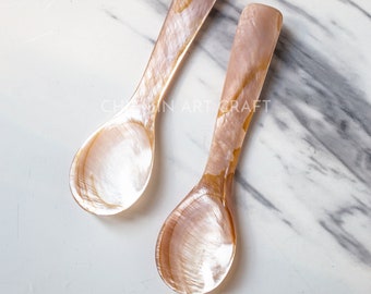 Personalized Tin Mother of Pearl Caviar Spoon,Seashell Spoon, Natural Personalized Utensils, Eco friendly Tableware and dinnerware,Egg Spoon