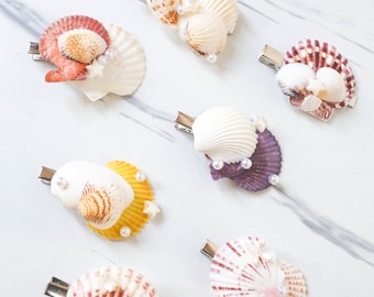 Mermaid Seashell Hair Clip, Seashell Hair Pins, Seashell Bridesmaids Gifts, Gift for Her, Gift for Mother, Beach Wedding Hair Accessories