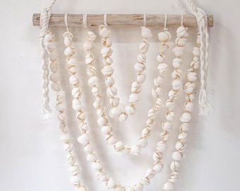 Shell Wall Hanging, Sea Shells Wall Art,Shell Wall Curtain, Boho Shell Wall Accent, Headboard Wall Decor, Shell Decor, Boho Beach House Art