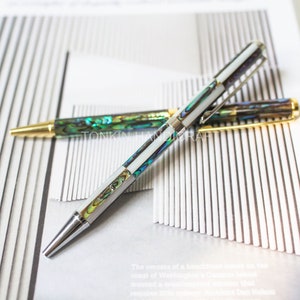 Gepersonaliseerde balpen parelmoer mozaïek, afstudeercadeau, parelmoer twist pen, balpen balpen natuurlijke zeeschelp