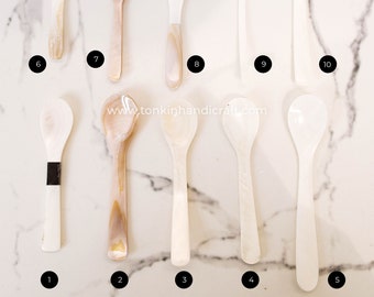 Personalized Mother of Pearl Seashell Caviar Spoon, Natural Personalized Utensils, Eco friendly Tableware and dinnerware
