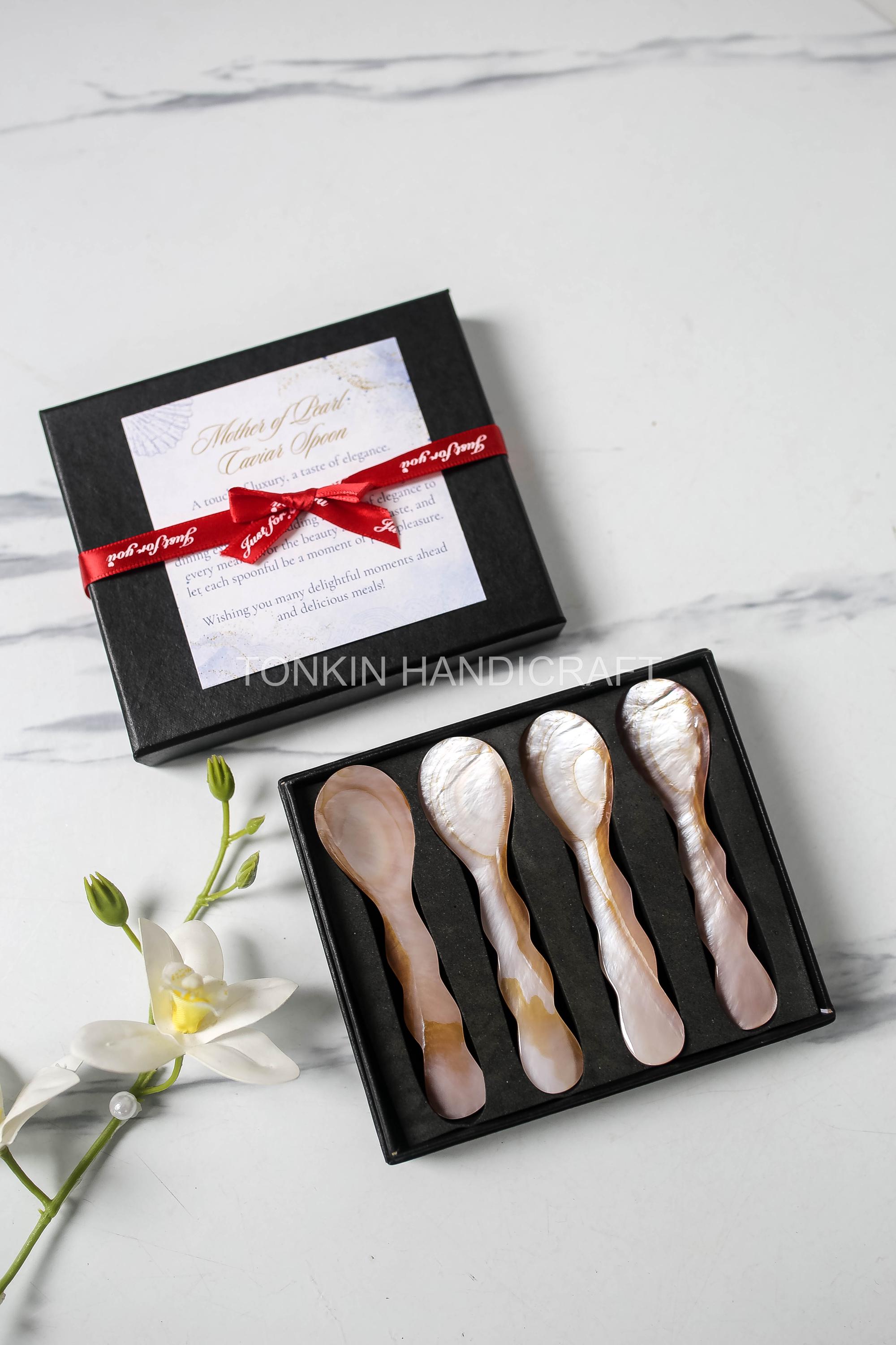 Spoon Gift Box Personalized Mother of Pearl Caviar Spoon Gift Box, Seashell Spoon Gift ...