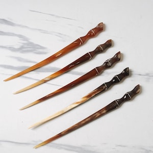 Natural Horn Hair Forks, Buffalo Horn Hair Pins, Bun Holder, Minimal Two-Pronged Hair Fork, Minimal Ponytail Holder/Gift for Her