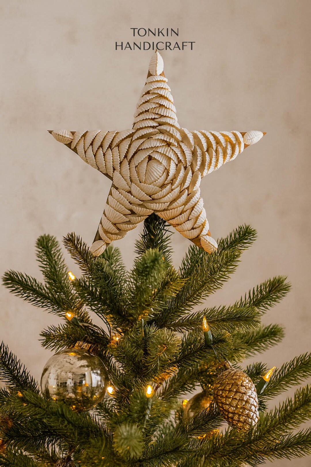 Christmas Shell Tree Topper, Coastal Nautical Boho Christmas Star ...